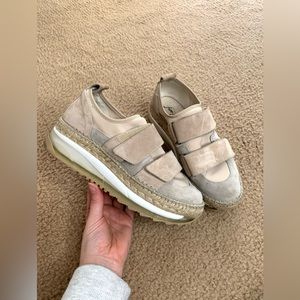 Free People Beige Suede Platform Sneakers